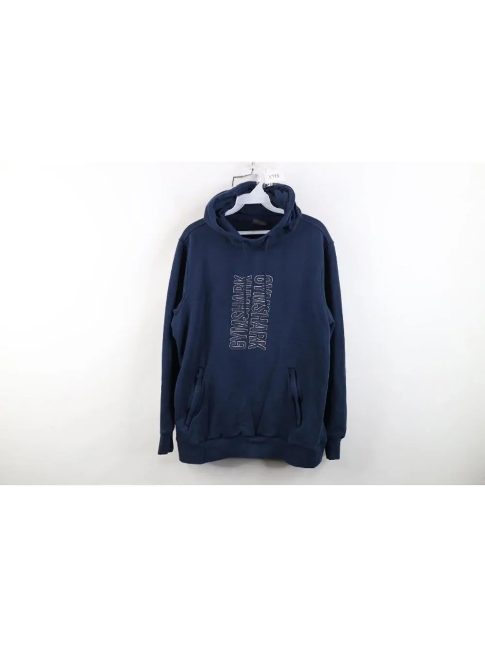 Gymshark Mens Medium Faded Spell Out Running Jogging Gym Hoodie Sweatshirt Blue